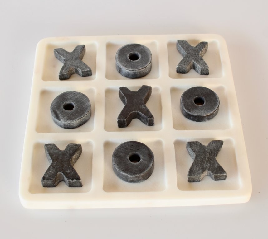 Grey & White Marble Noughts & Crosses